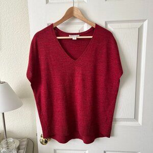 Coldwater Creek Oversized Red V-Neck Wool Blend Sweater | Size S / 8
